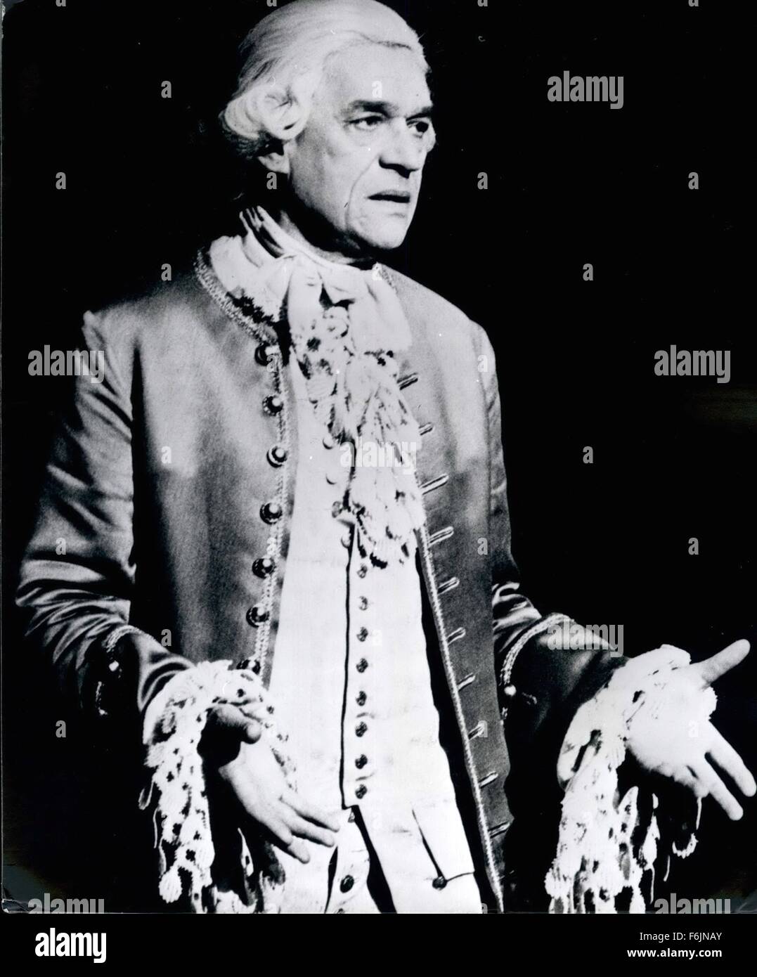 January 1980 - Paul Scofield in Amadeus at the Olivier Theatre The National Theatre production of Peter Shaffer s new play Amadeus at the Olivier Theatre, South Bank, London. Directed by Peter Hall with design and lighting by John Bury, music by Mozart and Salieri. Photo Shows: Paul Scofield who takes the part of Antonio Salieri in the play. © Keystone Pictures USA/ZUMAPRESS.com/Alamy Live News Stock Photo