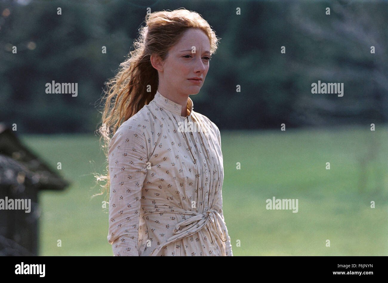 RELEASE DATE: July 30, 2004. MOVIE TITLE: The Village. STUDIO: Touchstone Pictures. PLOT: The population of a small, isolated countryside village believe that their alliance with the mysterious creatures that inhabit the forest around them is coming to an end. PICTURED: JUDY GREER who plays Kitty Walker. Stock Photo