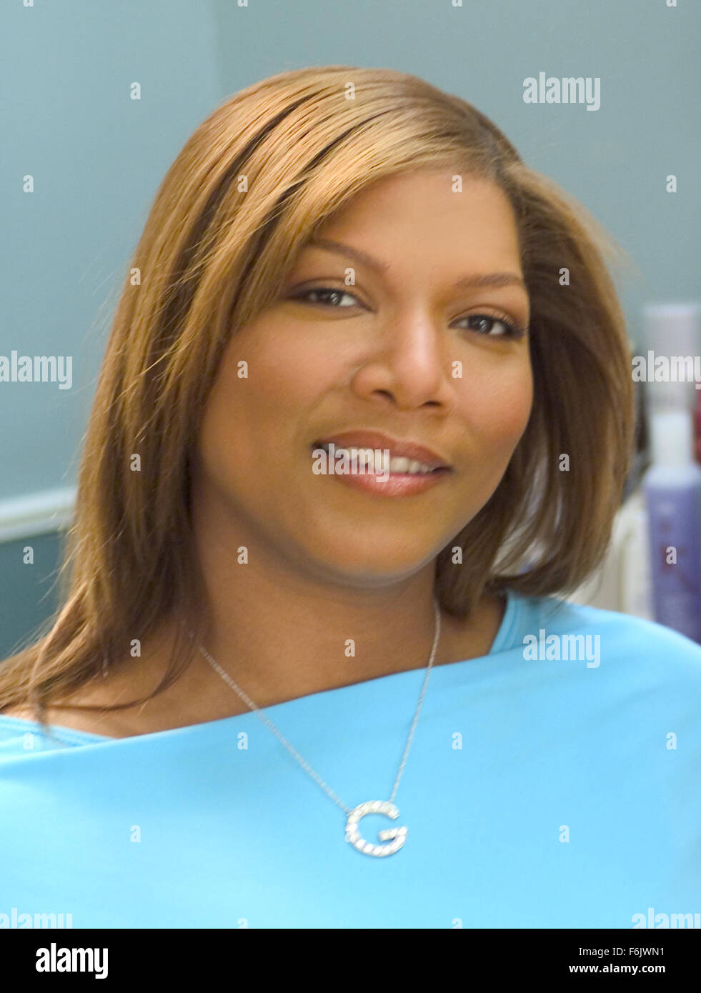 RELEASE DATE: March 30, 2005. MOVIE TITLE: Beauty Shop. STUDIO: MGM. PLOT: Gina is a hairstylist who opens up a beauty shop full of employees and customers more interested in speaking their minds than getting a cut. PICTURED: QUEEN LATIFAH as Gina. Stock Photo