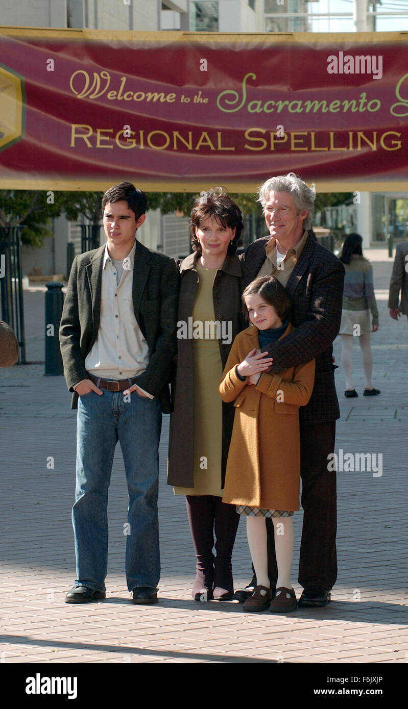 RELEASE DATE: September 3, 2005. MOVIE TITLE: Bee Season. STUDIO: Fox Searchlight. PLOT: A wife and mother begins a downward emotional spiral, as her husband avoids their collapsing marriage by immersing himself in his 11 year-old daughter's quest to become a spelling bee champion. PICTURED: MAX MINGHELLA, JULIETTE BINOCHE, RICHARD GERE and FLORA CROSS star as Aaron Naumann, Miriam Naumann, Saul Naumann and Eliza Naumann. Stock Photo