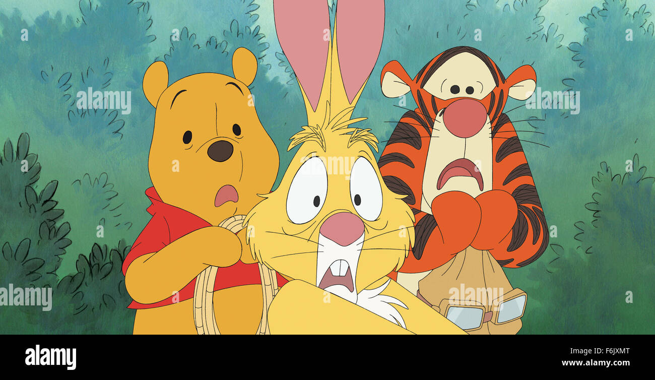 RELEASE DATE: February 11, 2005   MOVIE TITLE: Pooh's Heffalump Movie   STUDIO: Walt Disney Pictures   PLOT: A heffalump is heard trumpeting in the hundred acre woods. Winnie the pooh, tigger, and piglet are scared and rush to Rabbit's house for advice. Roo joins them and they all agree that heffalumps are nearby after finding a huge footprint. They decide to set out on an expedition to catch the heffalump. Roo is not allowed to come along because he is too little. Directed by Frank Nissen.   PICTURED: Still from the movie.   (Credit Image: c Walt Disney Pictures/Entertainment Pictures/PRE Stock Photo