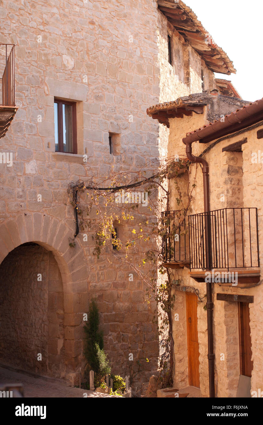 Stone street in a village, a traditional landscape in spanish villages