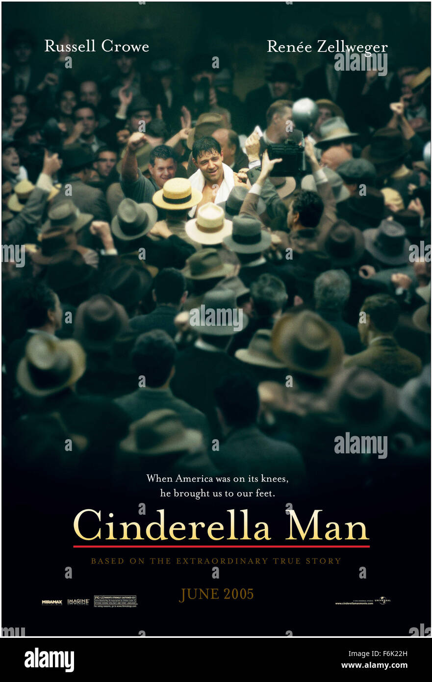 RELEASE DATE: June 3, 2005. MOVIE TITLE: Cinderella Man. STUDIO: Universal  Pictures. PLOT: The story of James Braddock, a supposedly washed up boxer  who came back to become a champion and an