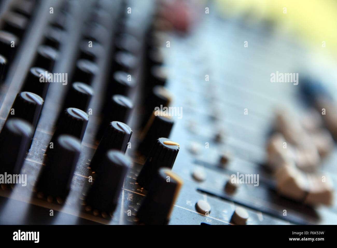 Mixer Sliders at radio or tv station, Production or Recording mixer