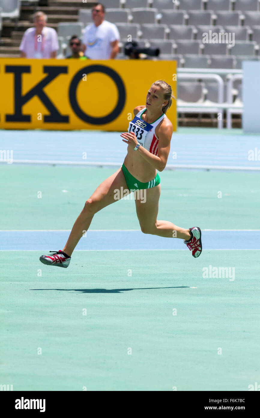 Heptathlon Women Xenia Krizsan Hungary,20th World Junior Athletics Championships, 2012 in Barcelona, Spain Stock Photo