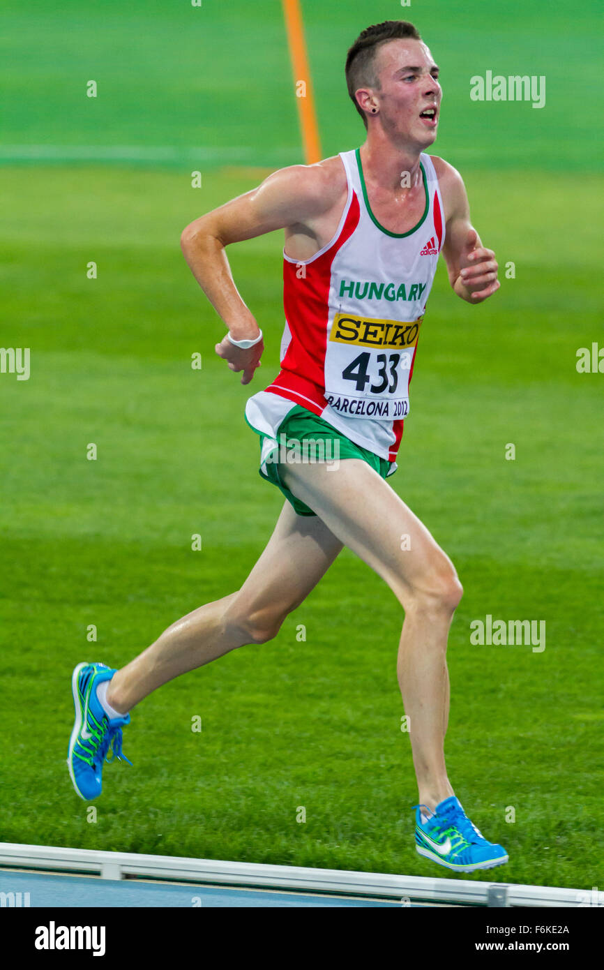 Áron Tóth of Hungary,10000m,IAAF,20th World Junior Athletics Championships, 2012 in Barcelona, Spain Stock Photo