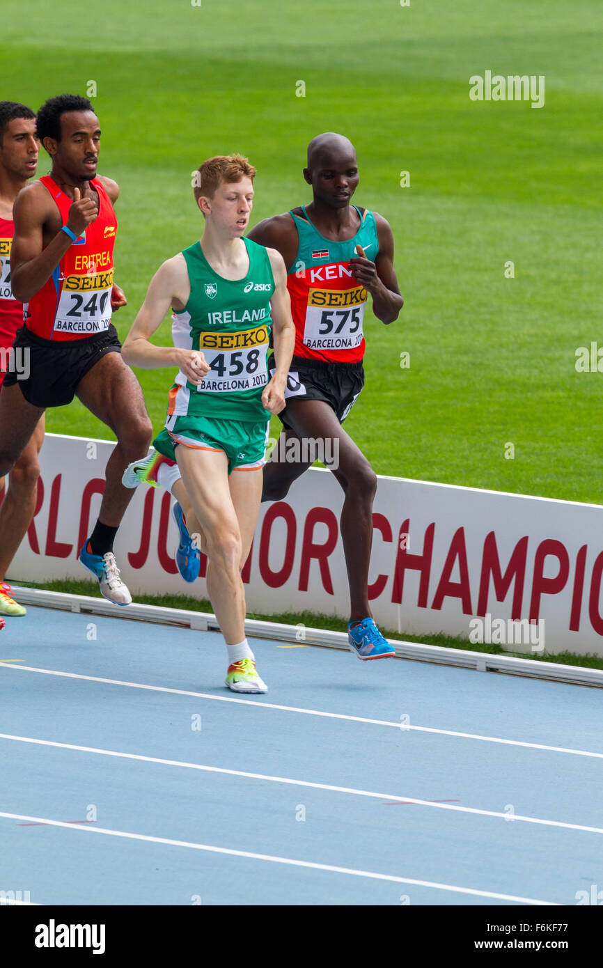 Ruairí Finnegan, Ireland,Teklit Teweldebrhan of Eitrea,Hillary Cheruiyot Ngetich of Kenya,1500m  IAAF World Junior Championships Stock Photo