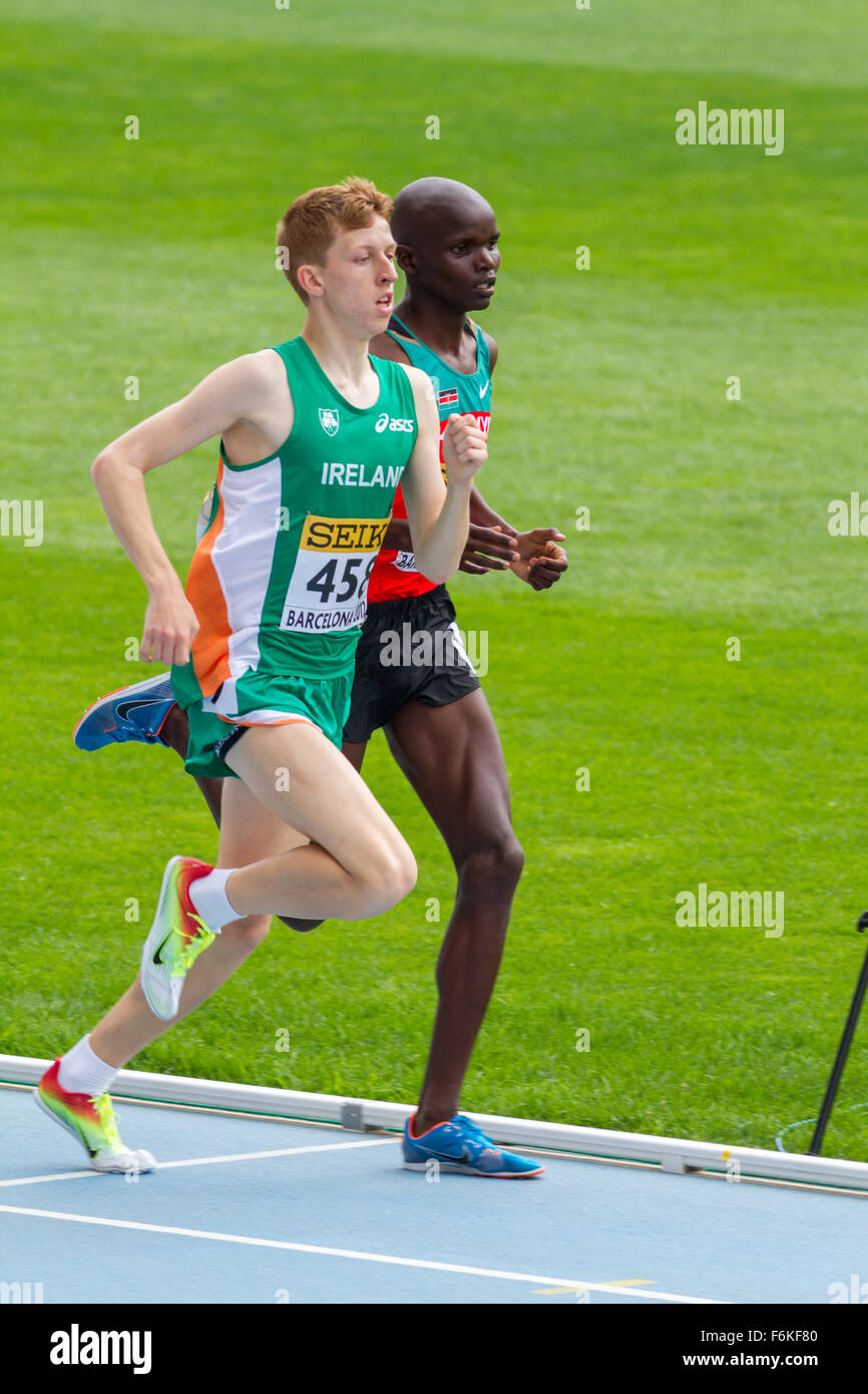 Ruairí Finnegan of Ireland,Hillary Cheruiyot Ngetich of Kenya,1500m  IAAF World Junior Championships Stock Photo