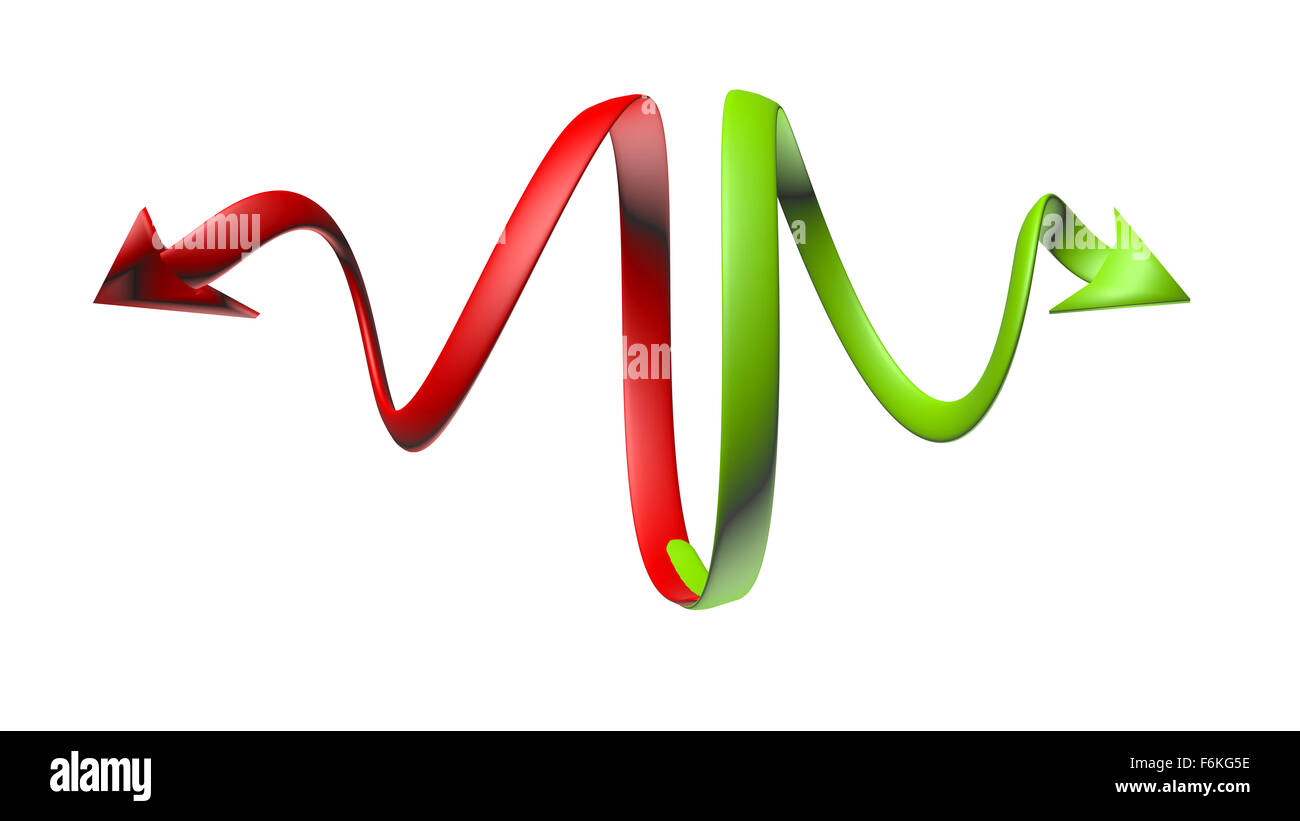 Illustration of curving green and red arrows with a 3D appearance Stock ...