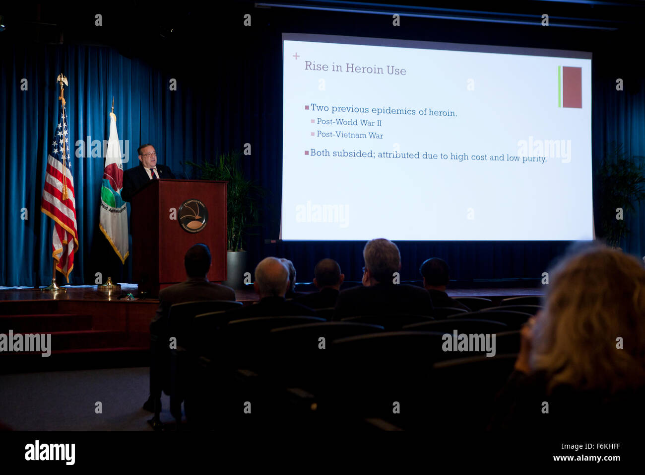 Washington DC, USA. 17th Nov, 2015. Dr. Theodore J. Cicero Professor of Psychiatry at Washington University and Dr. William S, Jacobs, Chief of Addiction Medicine at the Medical College of Georgia speak on Opiate misuse, overdose and addiction at the Drug Enforcement Agency (DEA) headquarters. Credit:  B Christopher/Alamy Live News Stock Photo