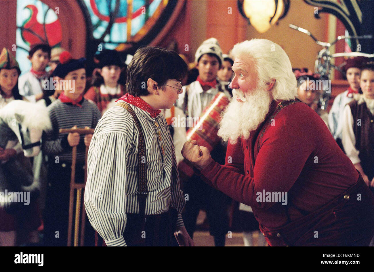 RELEASE DATE: November 3, 2006. MOVIE TITLE: Santa Clause 3: The Escape Clause. STUDIO: Walt Disney Pictures. PLOT: Santa (Allen), aka Scott Calvin, is faced with double-duty: how to keep his new family happy, and how to stop Jack Frost from taking over Christmas. PICTURED: SPENCER BRESLIN as Curtis and TIM ALLEN as Santa / Scott Calvin. Stock Photo