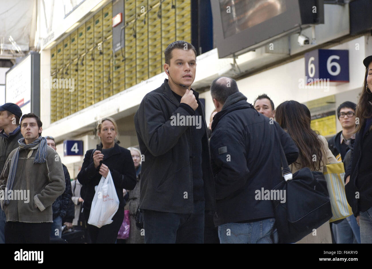 Jul 20, 2007 - London, England, UK - RELEASE DATE: August 3, 2007. DIRECTOR: Paul Greengrass. STUDIO: Universal Pictures. PLOT: Bourne races to discover the final mysteries of his past while a government agent tries to track him down after a shootout in Moscow. PICTURED: Jason Bourne (MATT DAMON) communicates with his contact in London's Waterloo station. (Credit Image: c Jasin Boland/Universal Pictures) RESTRICTIONS: This is a publicly distributed film, television or publicity photograph. Non-editorial use may require additional clearances. Stock Photo