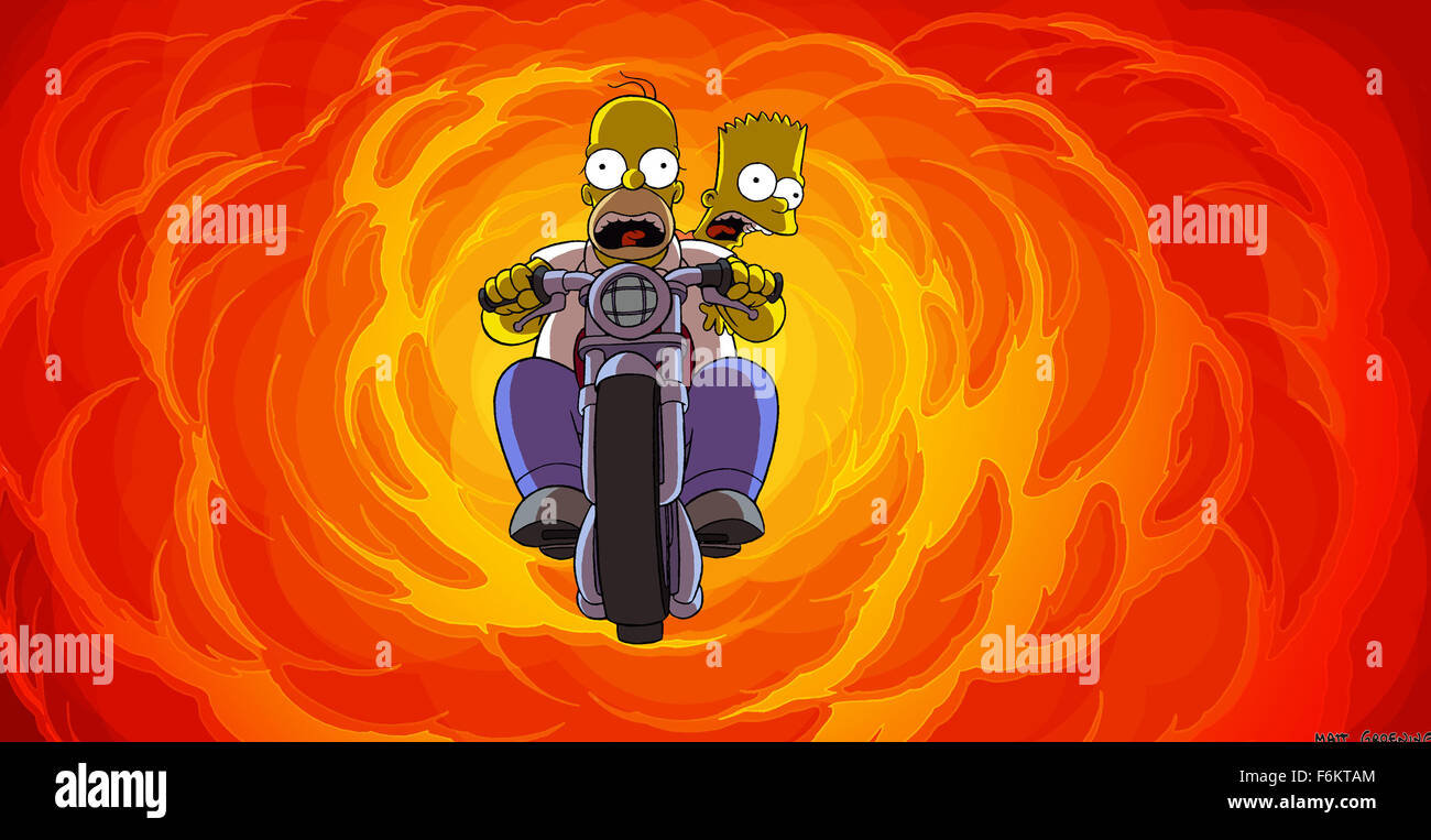 Jul 23, 2007 - Los Angeles, CA, USA - RELEASE DATE: July 27, 2007. DIRECTOR: David Silverman. STUDIO: 20th Century Fox. PLOT: Homer must save the world from a catastrophe he himself created. PICTURED:  Homer Simpson and Bart Simpson make yet another narrow escape. (Credit Image: c 20th Century Fox) RESTRICTIONS: This is a publicly distributed film, television or publicity photograph. Non-editorial use may require additional clearances. Stock Photo