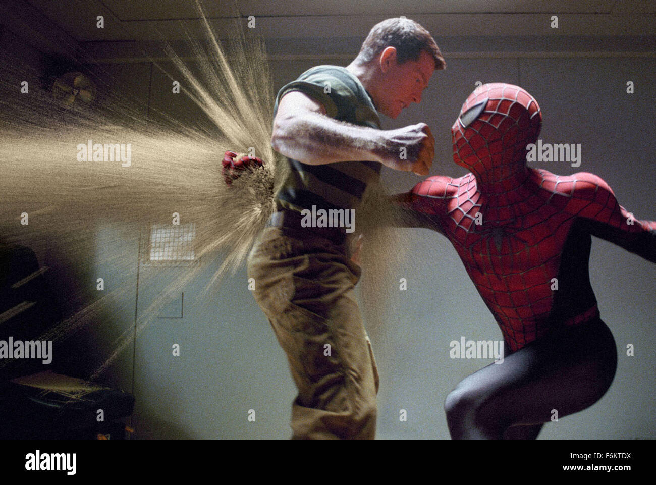 RELEASE DATE: May 4, 2007. MOVIE TITLE: Spider-Man 3 - STUDIO: Columbia Pictures/Sony Pictures Entertainment. PLOT: A strange black entity from another world bonds with Peter Parker and causes inner turmoil as he contends with new villains, temptations, and revenge. PICTURED: THOMAS HADEN CHURCH, and TOBEY MAGUIRE stars as Peter Parker. Stock Photo