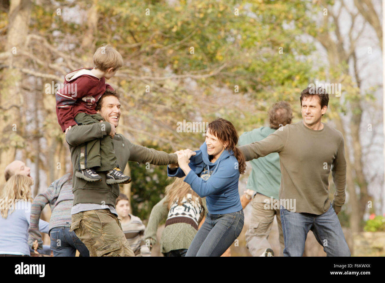 RELEASE DATE: October 2007. MOVIE TITLE: Dan in Real Life. STUDIO: Touchstone Pictures. PLOT: A widower finds out the woman he fell in love with is his brother's girlfriend. PICTURED:  (L-R) STEVE CARELL AS Dan Burns, JULIETTE BINOCHE as  Marie and DANE COOK as Mitch Burns. Stock Photo