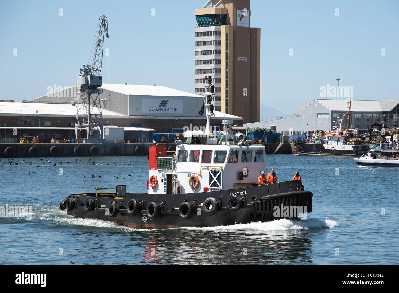 Ocean going tug Kestrel underway Cape Town harbour South Africa Stock Photo
