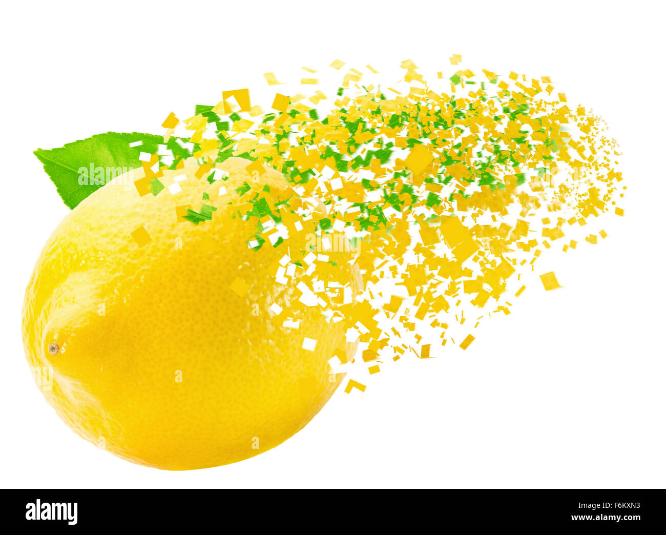 bursting lemon isolated on the white background. Stock Photo