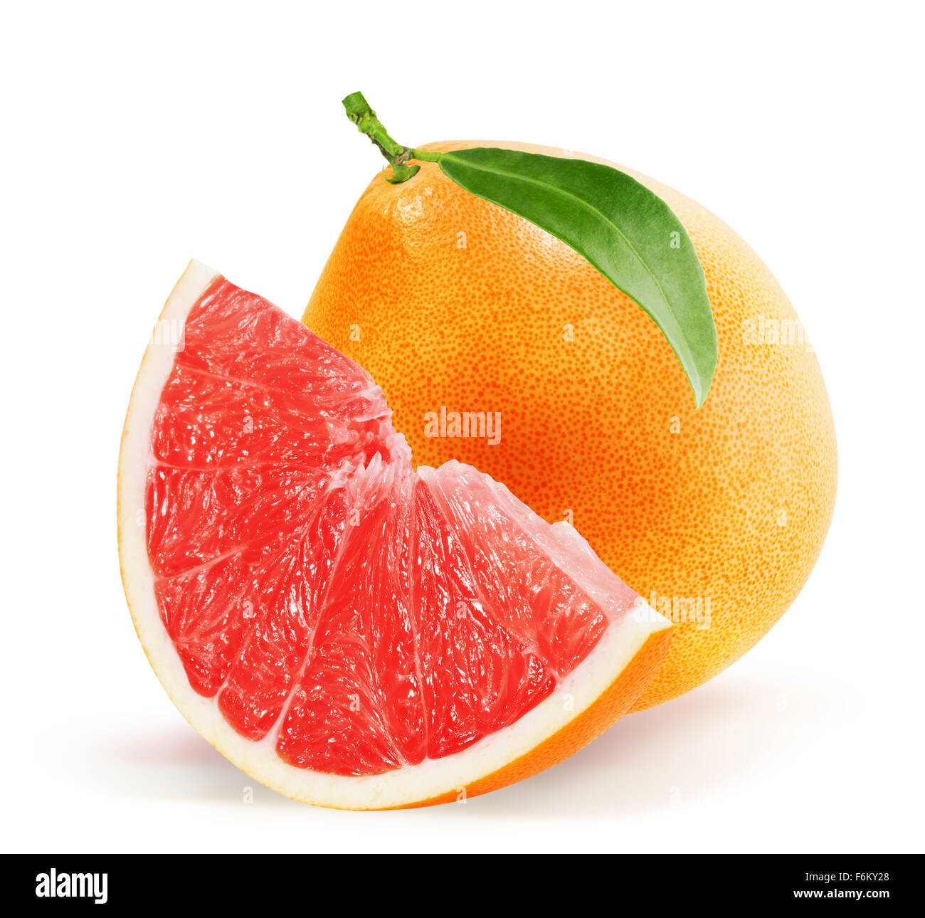 Grapefruit with slice on white background. Stock Photo