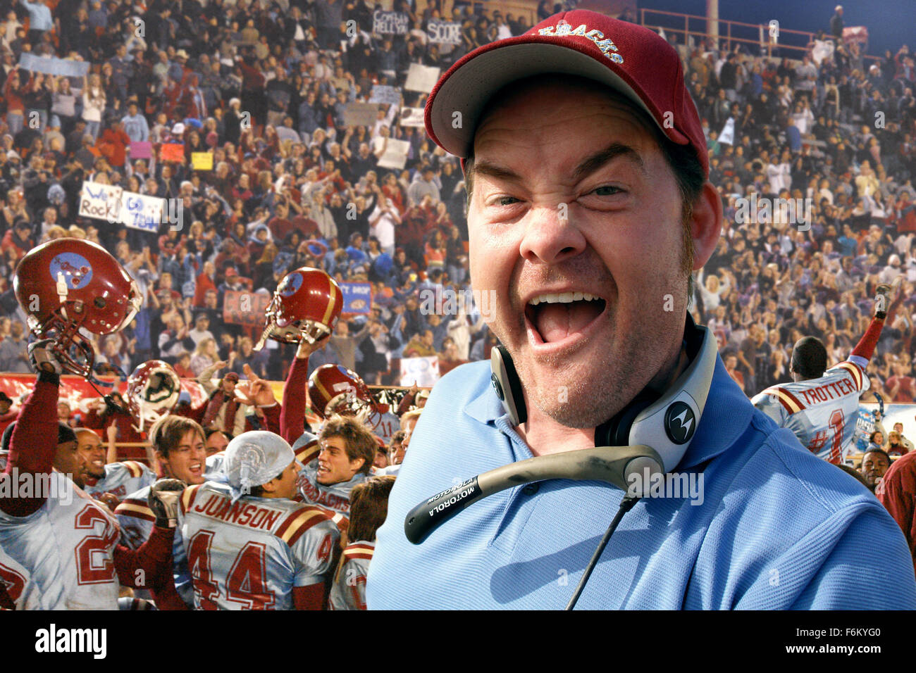 RELEASE DATE: Oct 19, 2007. TITLE: The Comebacks. STUDIO: Fox Atomic. PLOT: The Comebacks tells the story of an out-of-luck coach, Lambeau Fields (Koechner), who takes a rag-tag bunch of college misfits and drives them towards the football championships. In the process, this life-long loser discovers that he is a winner after all by redeeming himself, saving his relationship with his family and friends, and finding that there is indeed, no 'I' in 'team'! PICTURED: DAVID KOECHNER as Lambeau 'Coach' Fields. Stock Photo