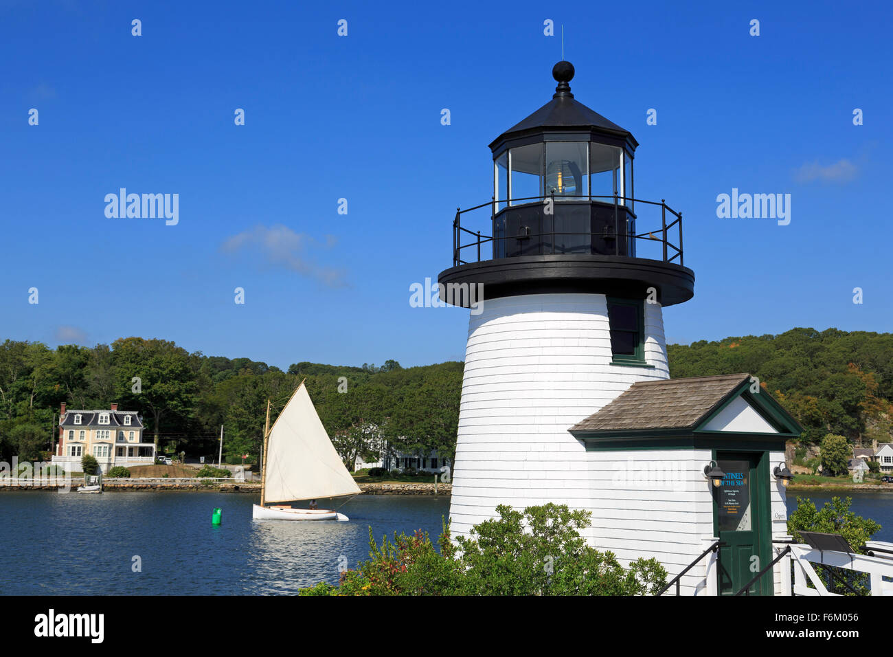 Brant Point Lighthouse, Mystic Seaport, Mystic, Connecticut, USA Stock