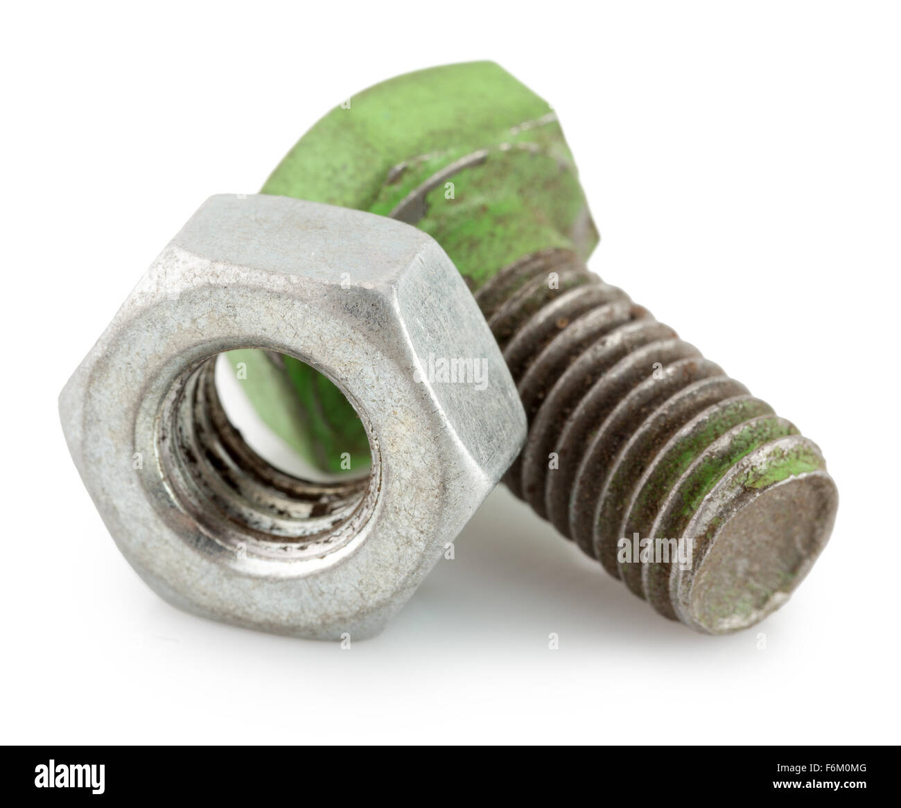 bolt and nut isolated on the white background. Stock Photo