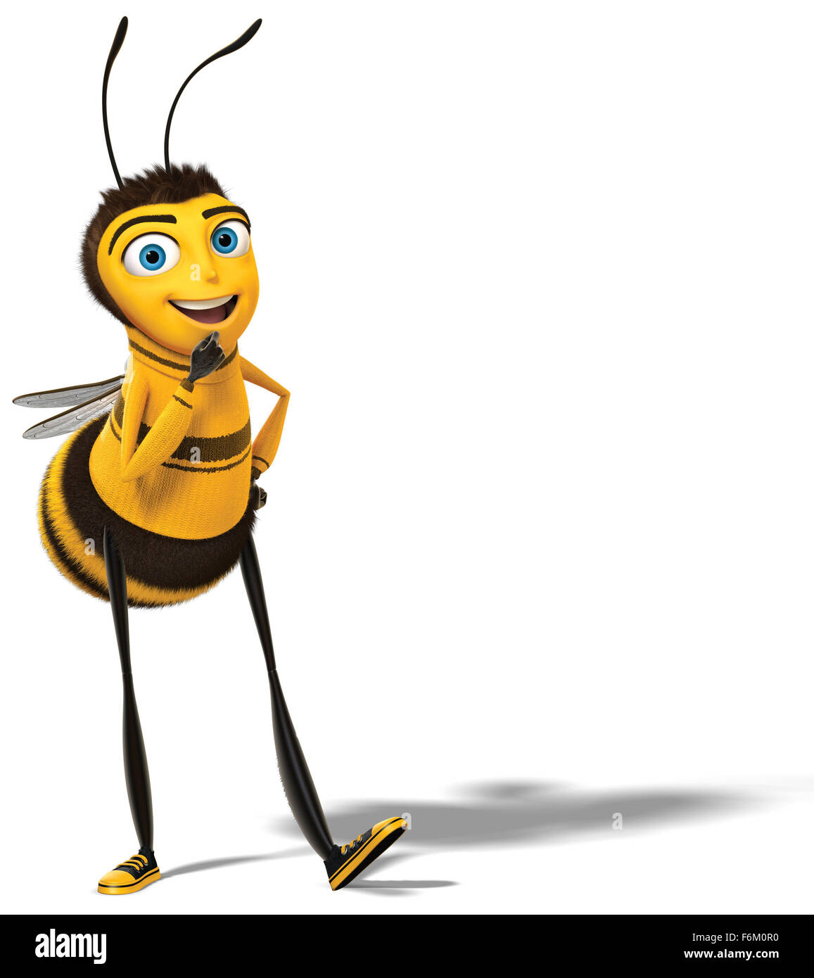 RELEASE DATE: November 2, 2007. MOVIE TITLE: Bee Movie - STUDIO: Paramount Pictures. PLOT: Barry B. Benson (Seinfeld), a bee who has just graduated from college, is disillusioned at his lone career choice: making honey. On a special trip outside the hive, Barry's life is saved by Vanessa (Zellweger), a florist in New York City. As their relationship blossoms, he discovers humans actually eat honey, and subsequently decides to sue us. PICTURED: JERRY SEINFELD as the voice of Barry B. Benson. Stock Photo