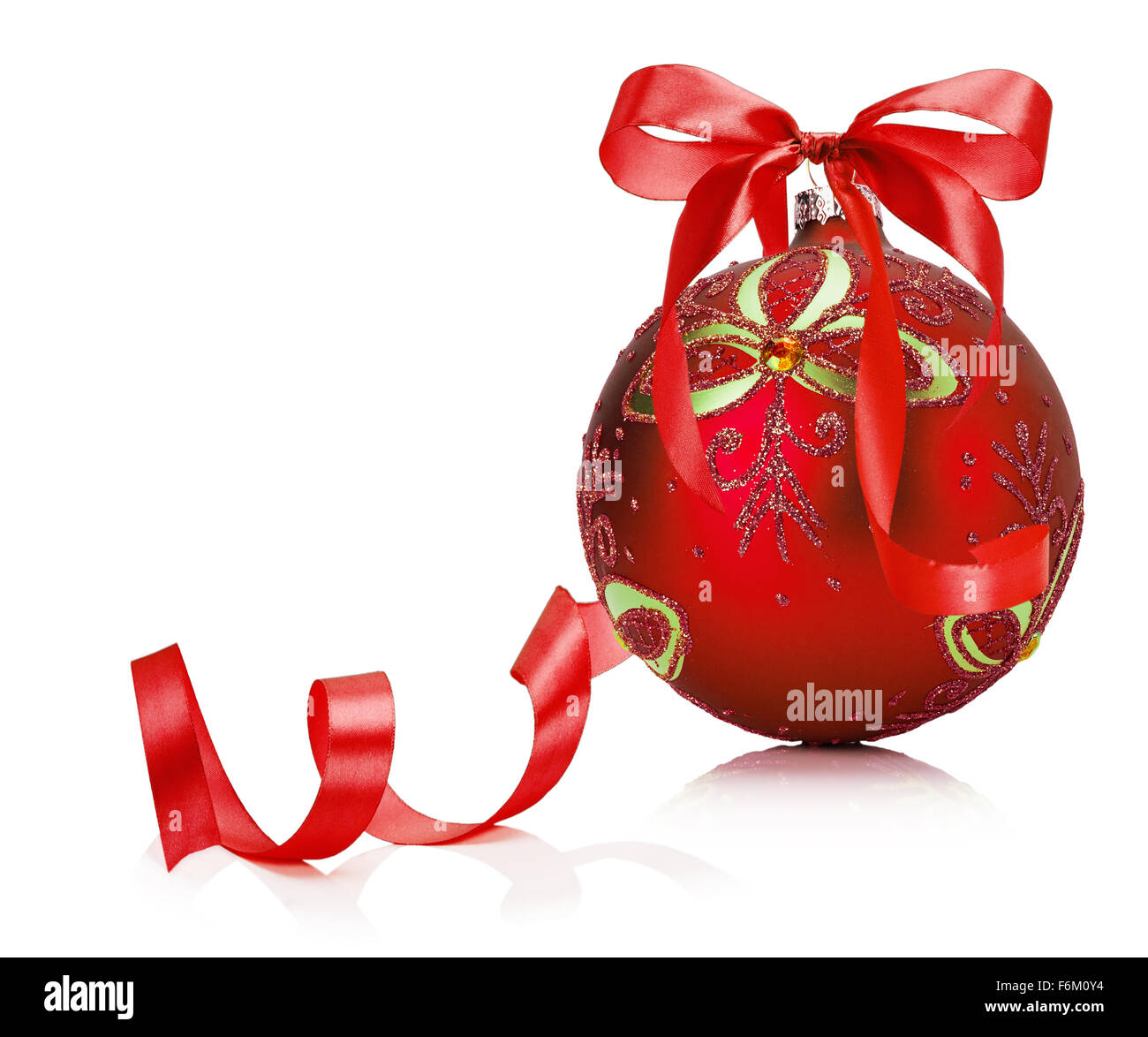 red Christmas ball isolated on the white background Stock Photo - Alamy