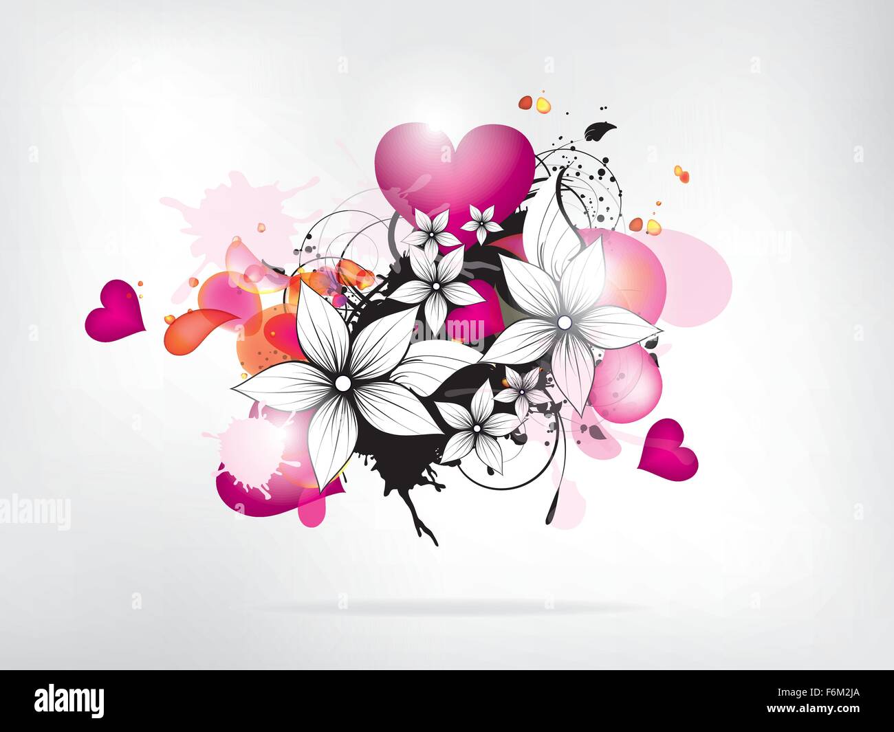 Abstract background with flowers and heart. Abstract vector illustration with background. Stock Vector