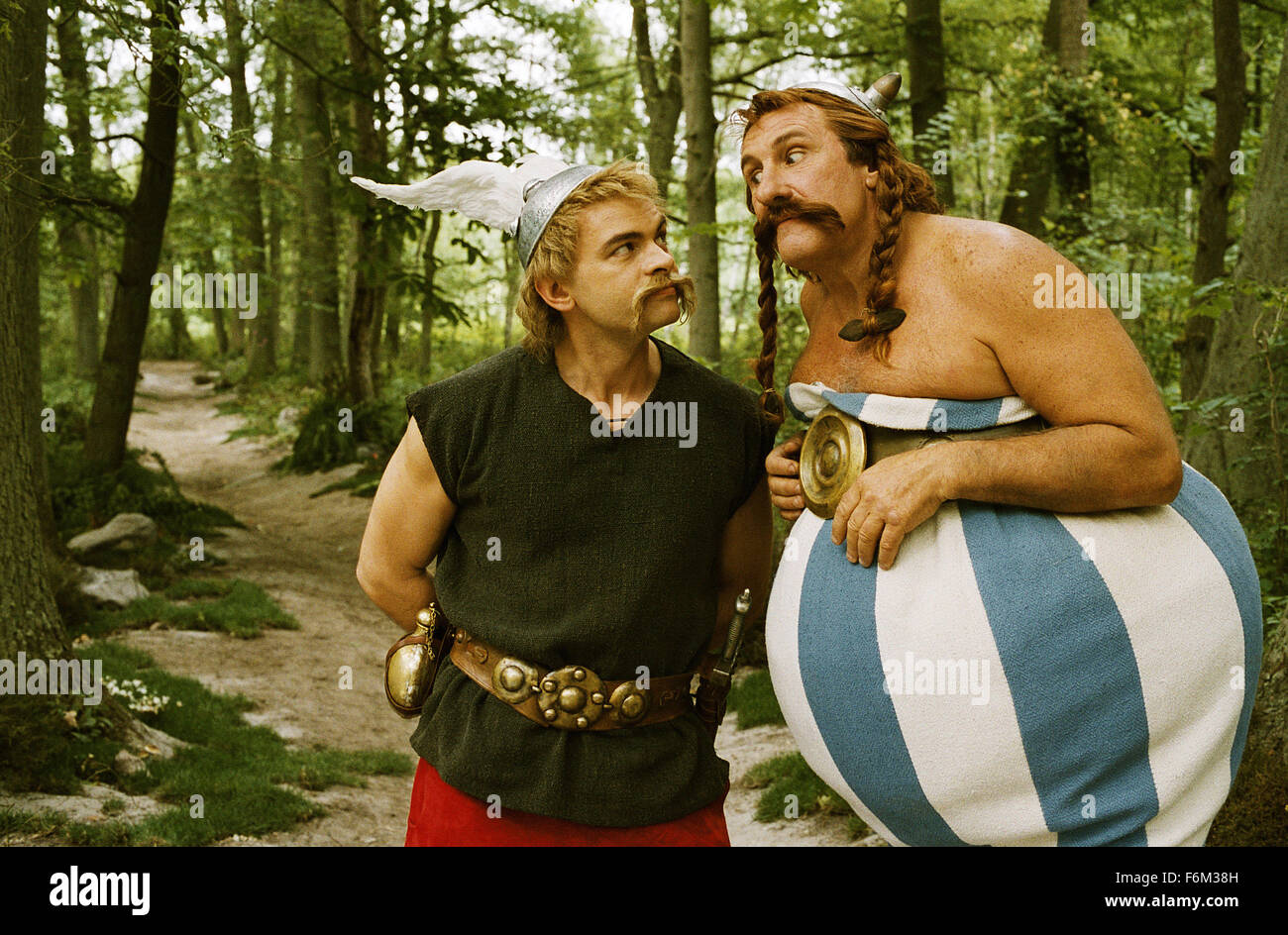 RELEASE DATE: February 1, 2008. MOVIE TITLE: Asterix at the Olympic Games aka Asterix aux jeux olympiques. STUDIO: Pathe Renn Productions. PLOT: Comedy about first Olympic Games in Rome. PICTURED:  CLOVIS CORNILLAC as Asterix and GERARD DEPARDIEU as Obelix. Stock Photo