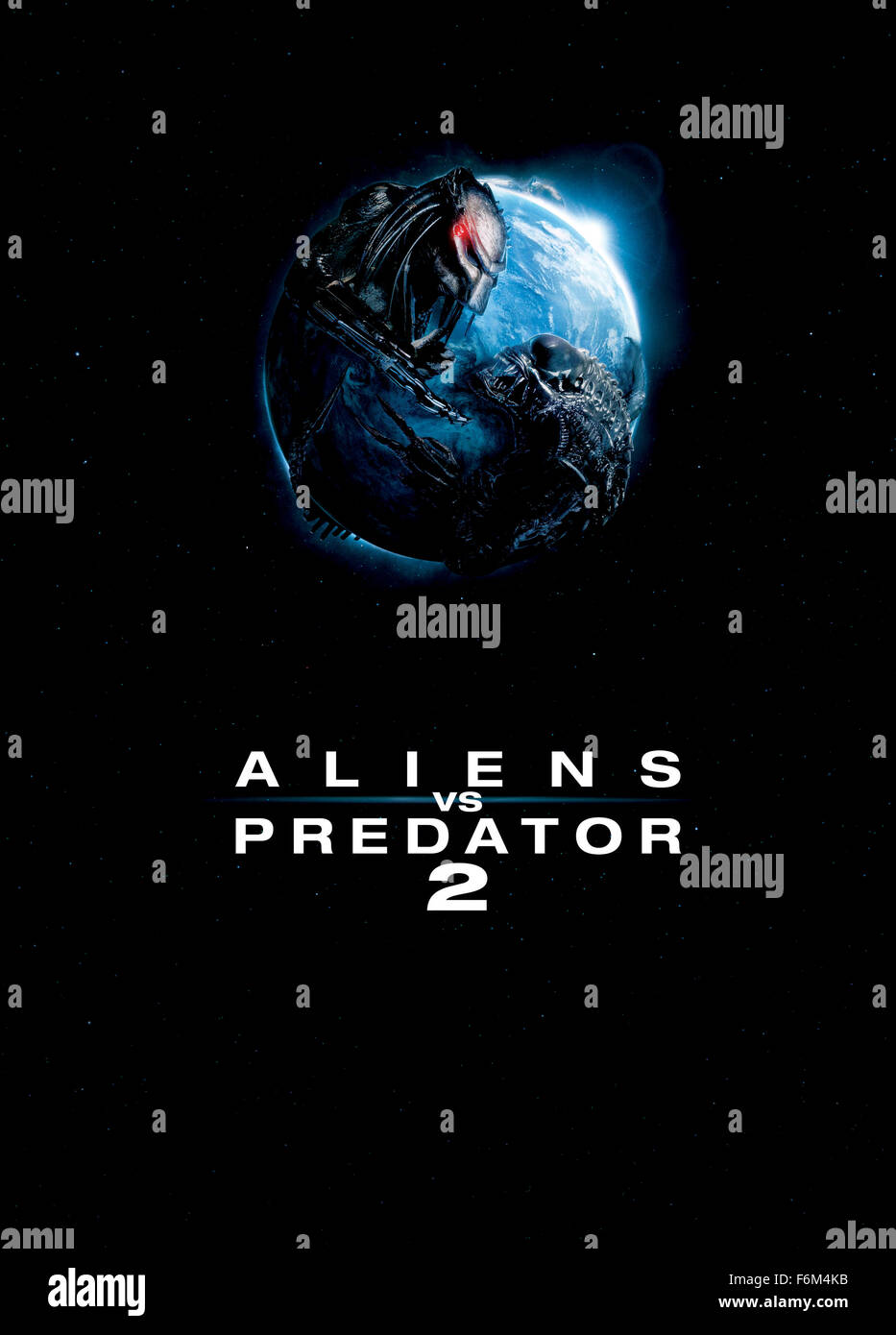 RELEASE DATE: December 14, 2007. MOVIE TITLE: Aliens vs. Predator: Requiem - STUDIO: Twentieth Century-Fox Film Corp.. PLOT: Warring alien and predator races descend on a small town, where unsuspecting residents must band together for any chance of survival. PICTURED: Poster Art. Stock Photo