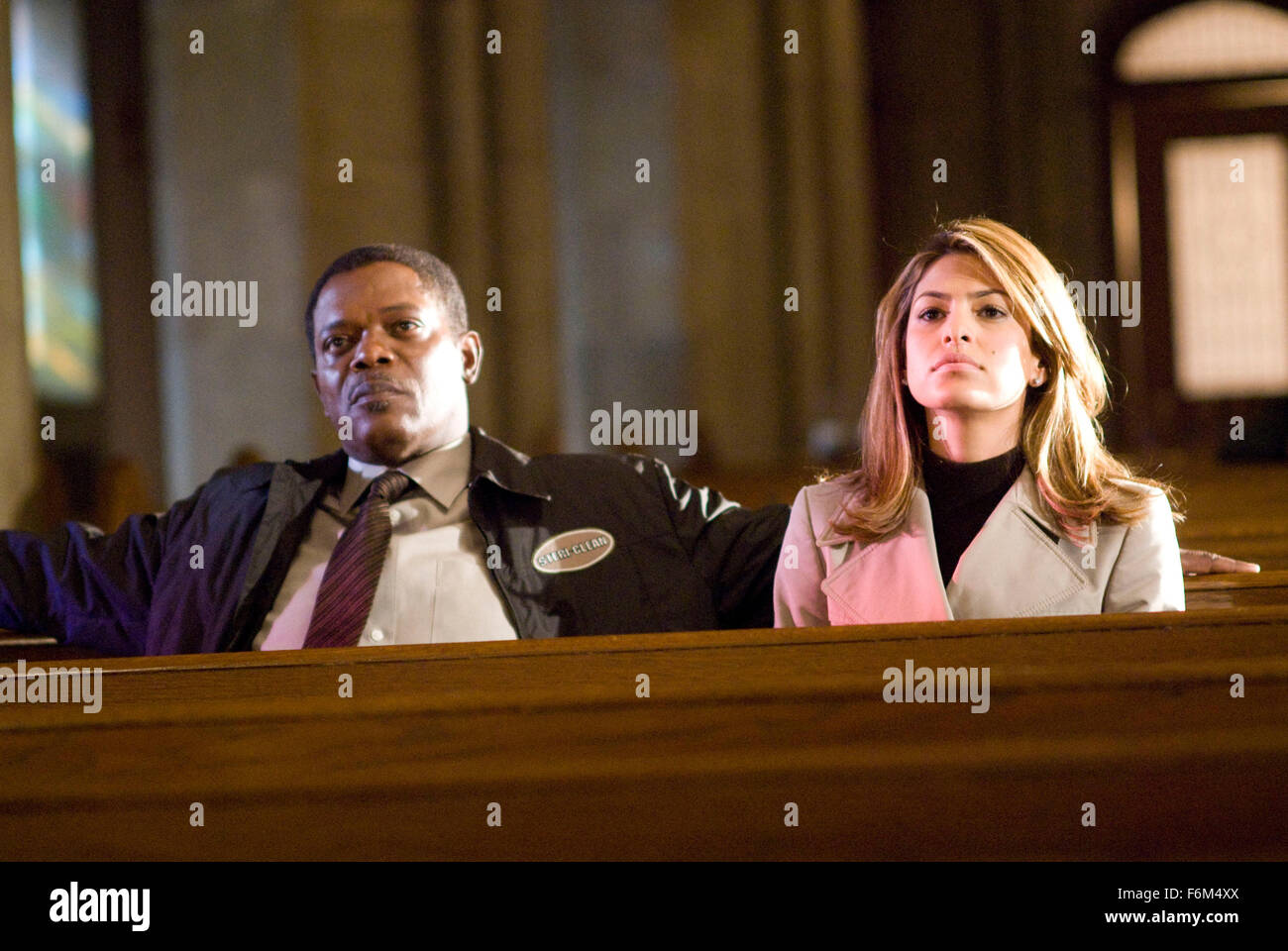RELEASE DATE: May 27, 2008. MOVIE TITLE: Cleaner. STUDIO: Odeon. PLOT: A former cop who now earns a wage as a crime scene cleaner unknowingly participates in a cover-up at his latest job. PICTURED: SAMUEL L. JACKSON as Tom Carver and EVA MENDES as Ann Norcut. Stock Photo
