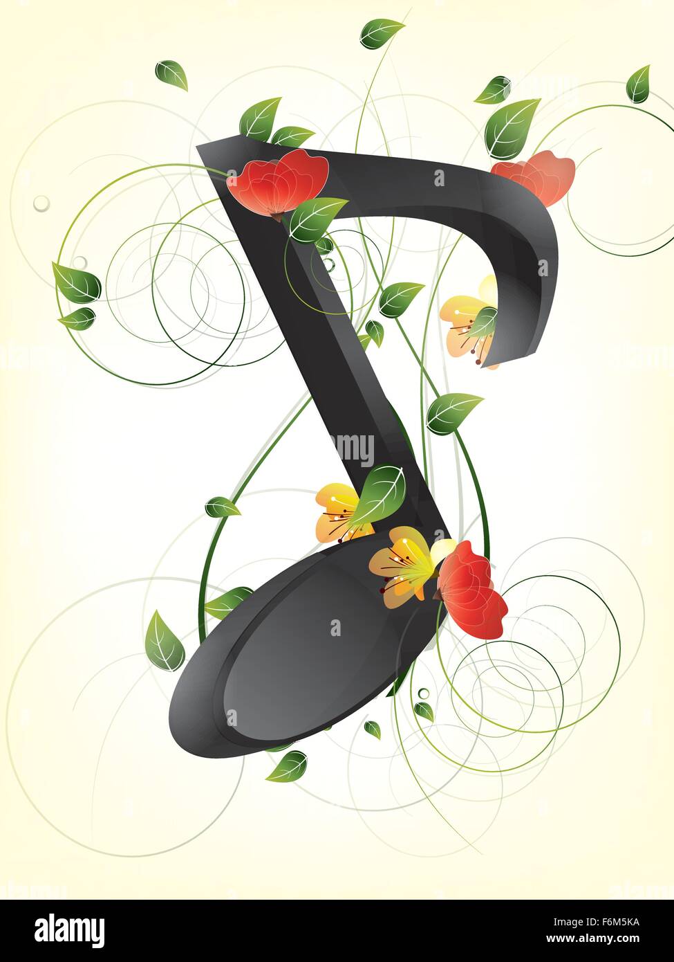 Floral musical background with notes Stock Vector Image & Art - Alamy