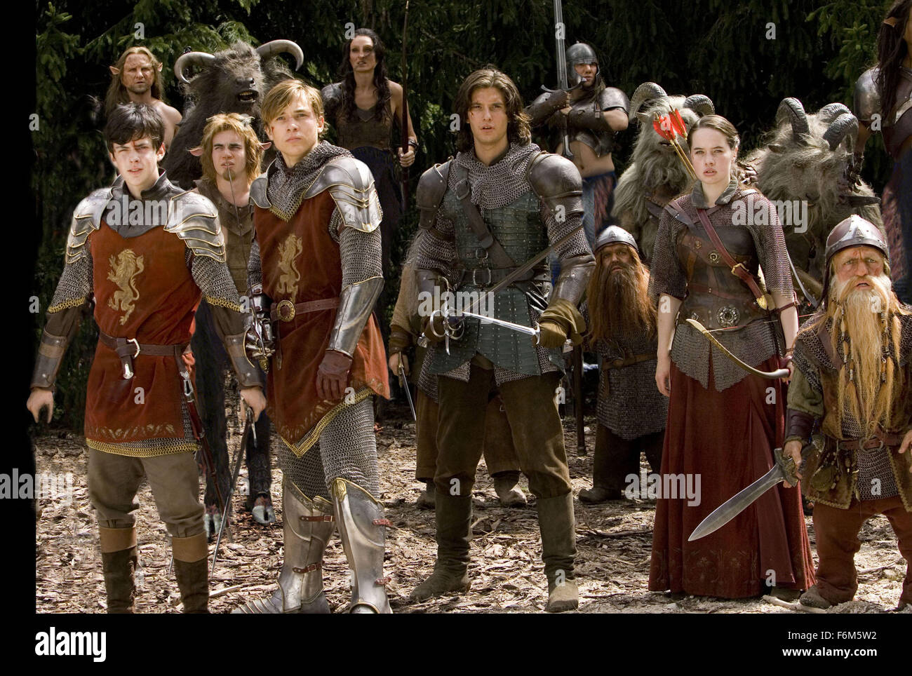 RELEASE DATE: May 16, 2008. MOVIE TITLE: The Chronicles of Narnia: Prince Caspian. STUDIO: Walt Disney Pictures. PLOT: The Pevensie siblings return to Narnia, where they are enlisted to once again help ward off an evil king and restore the rightful heir to the land's throne, Prince Caspian. PICTURED: SKANDAR KEYNES as Edmund Pevensie, WILLIAM MOSELEY as Peter Pevensie, BEN BARNES as Prince Caspian, ANNA POPPLEWELL as Susan Pevensie and PETER DINKLAGE as Trumpkin. Stock Photo