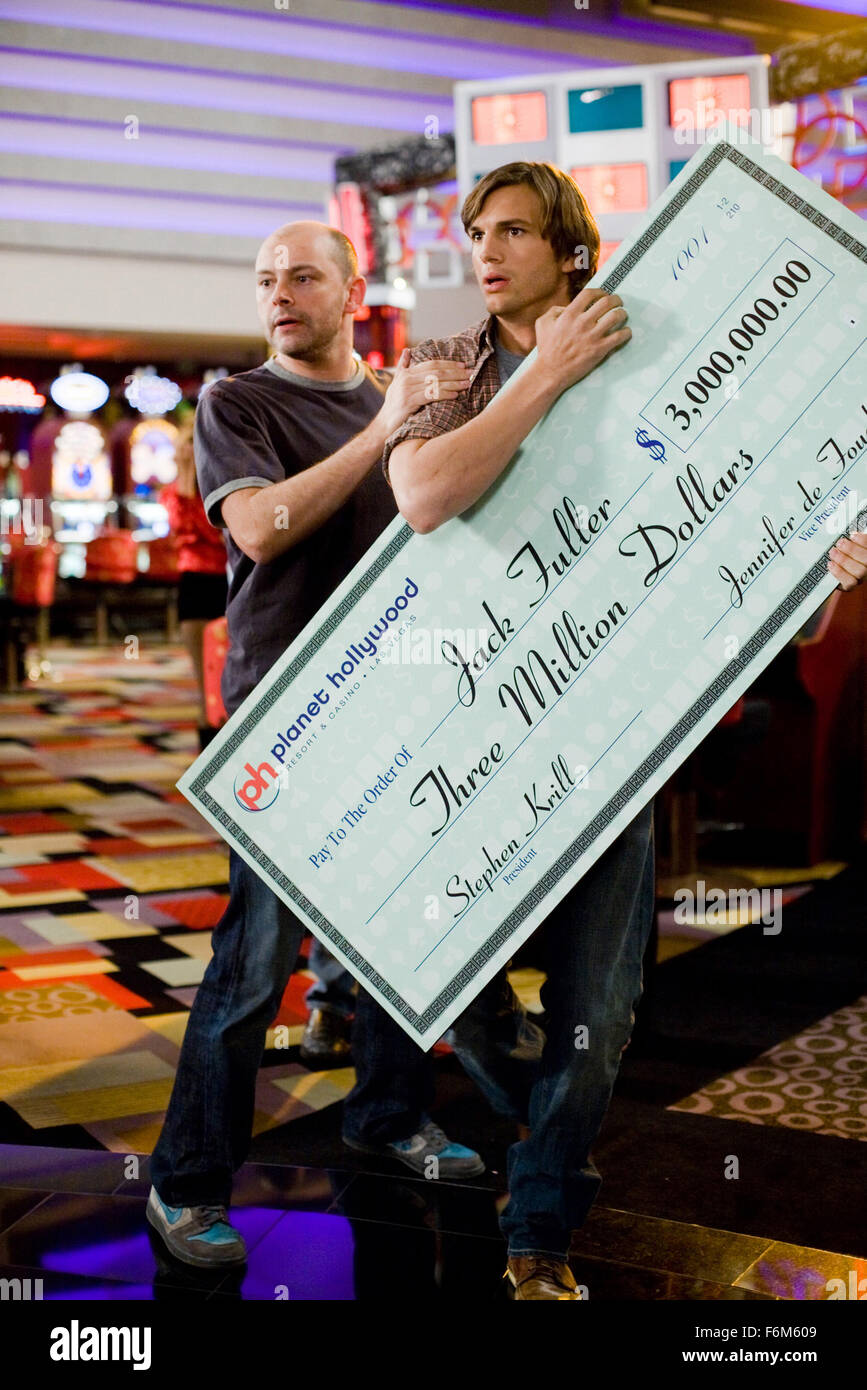 RELEASE DATE: May 9 2008. MOVIE TITLE: What Happens in Vegas. STUDIO: 20th Century Fox. PLOT: Set in Sin City, story revolves around two people who discover they've gotten married following a night of debauchery, with one of them winning a huge jackpot after playing the other's quarter. PICTURED: ASHTON KUTCHER as Jack Fuller. Stock Photo