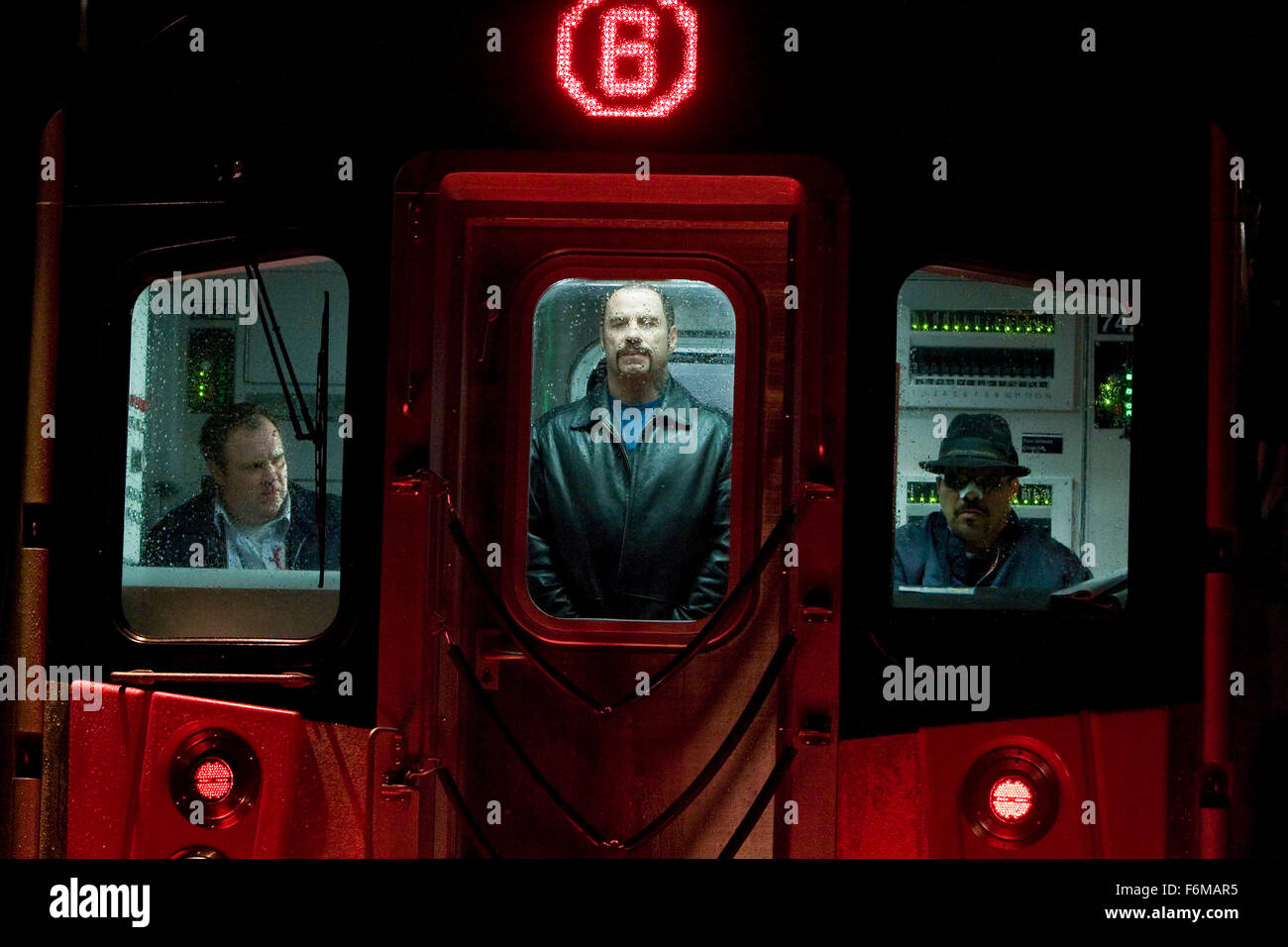 RELEASE DATE: June 12, 2009. MOVIE TITLE: The Taking of Pelham 1 2 3. STUDIO: Metro-Goldwyn-Mayer (MGM). PLOT: Armed men hijack a New York City subway train, holding the passengers hostage in return for a ransom, and turning an ordinary day's work for dispatcher Walter Garber into a face-off with the mastermind behind the crime. PICTURED: JOHN TRAVOLTA as Ryder. Stock Photo