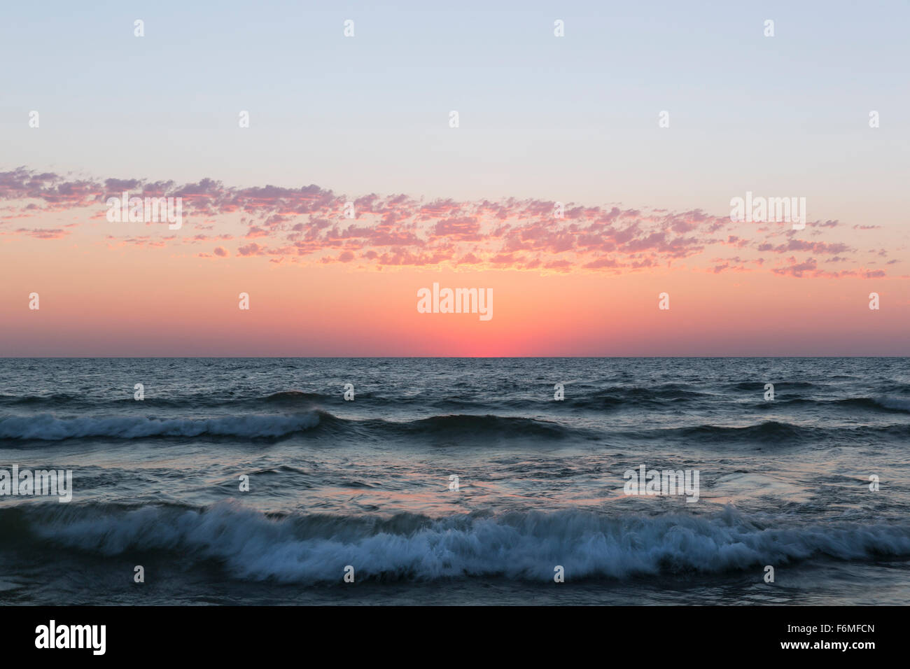 Wisconsin,Door County,Cana Island. dawn on lake Stock Photo