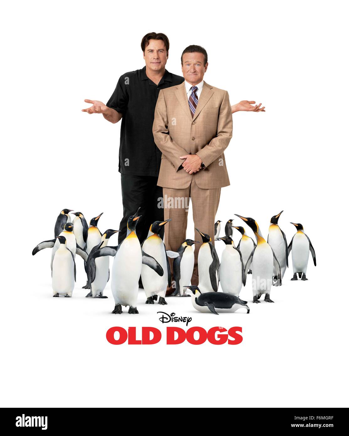 RELEASE DATE: November 25, 2009. MOVIE TITLE: Old Dogs. STUDIO: Walt Disney Pictures. PLOT: Charlie and Dan have been best friends and business partners for thirty years; their Manhattan public relations firm is on the verge of a huge business deal with a Japanese company. With two weeks to sew up the contract, Dan gets a surprise: a woman he married on a drunken impulse nearly nine years before (annulled the next day) shows up to tell him he's the father of her twins, now seven, and she'll be in jail for 14 days for a political protest. Dan volunteers to keep the tykes, although he's up tight Stock Photo