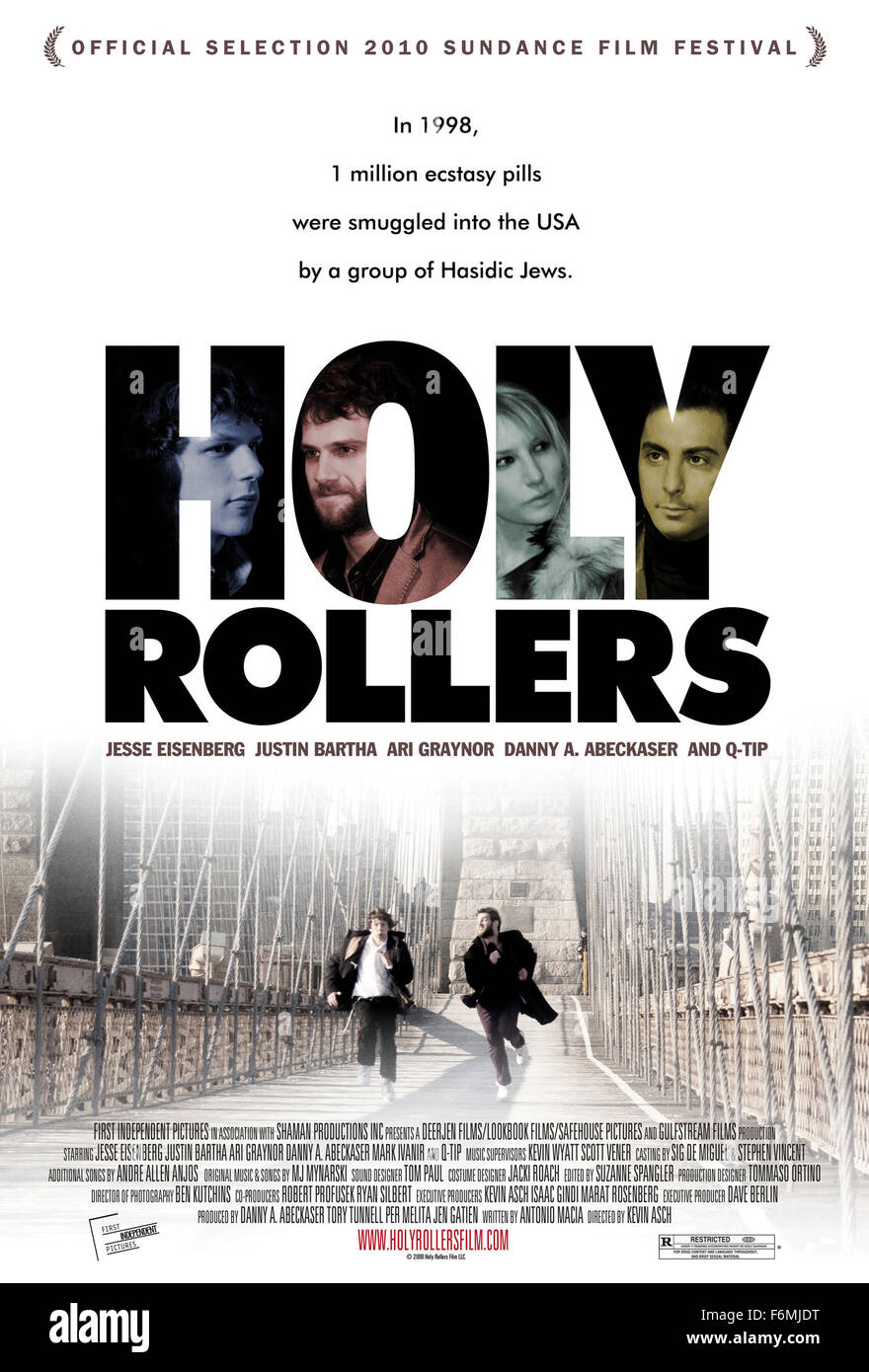 RELEASE DATE: January 25, 2010   MOVIE TITLE: Holy Rollers   STUDIO: Deerjen Films   DIRECTOR: Kevin Asch  PLOT: In Brooklyn, a youth from an Orthodox Jewish community is lured into becoming an Ecstasy dealer by his pal who has ties to an Israel drug cartel   PICTURED: JESSE EISENBERG as Sam Gold, JUSTIN BARTHA as Yosef Zimmerman, DANNY A. ABECKASER as Jackie Solomon and ARI GRAYNOR as Rachel Apfel   (Credit Image: c Deerjen Films/Entertainment Pictures) Stock Photo