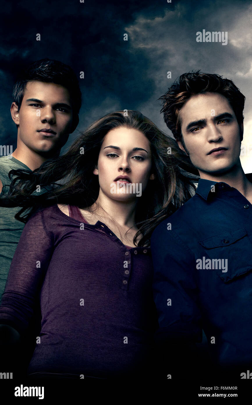 RELEASE DATE: June 30, 2010. MOVIE TITLE: Eclipse. STUDIO: Summit Entertainment. PLOT: As a string of mysterious killings grips Seattle, Bella, whose high school graduation is fast approaching, is forced to choose between her love for vampire Edward and her friendship with werewolf Jacob. PICTURED: KRISTEN STEWART as Bella Swan, TAYLOR LAUTNER as Jacob Black and ROBERT PATTINSON as Edward Cullen. Stock Photo
