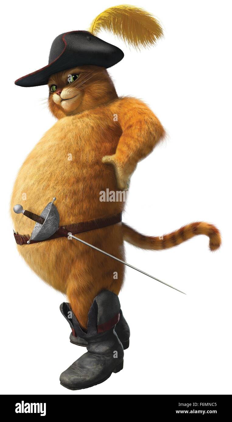 RELEASE DATE: May 21, 2010. MOVIE TITLE: Shrek Forever After. STUDIO: DreamWorks. PLOT: The further adventures of the giant green ogre, Shrek, living in the land of Far, Far Away. PICTURED: ANTONIO BANDERAS as Puss in Boots. Stock Photo