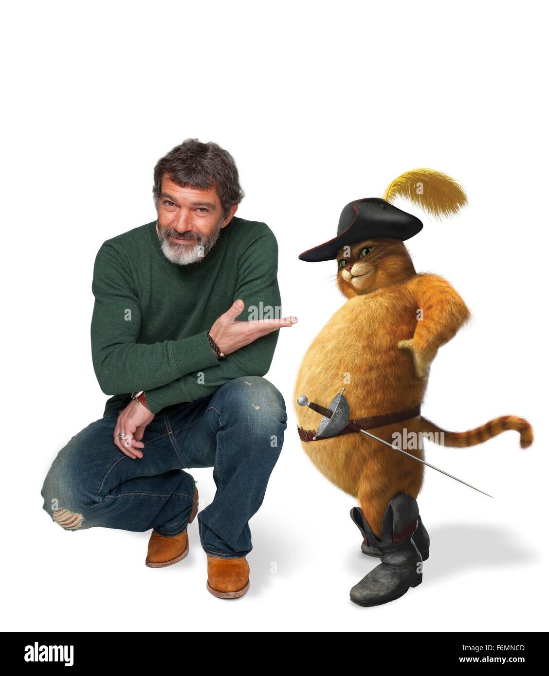 RELEASE DATE: May 21, 2010. MOVIE TITLE: Shrek Forever After. STUDIO: DreamWorks. PLOT: The further adventures of the giant green ogre, Shrek, living in the land of Far, Far Away. PICTURED: ANTONIO BANDERAS as Puss in Boots. Stock Photo