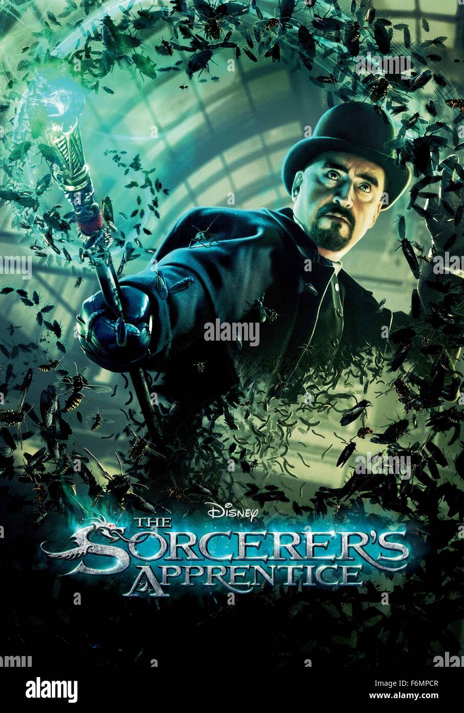 RELEASE DATE: July 16, 2010. MOVIE TITLE: The Sorcerer's Apprentice. STUDIO: Walt Disney Pictures. PLOT: A sorcerer leaves his workshop in the hands of his apprentice, who gets into trouble when the broomstick he's tasked to do his chores for him somehow develops a mind of its own. PICTURED: Movie poster. Stock Photo