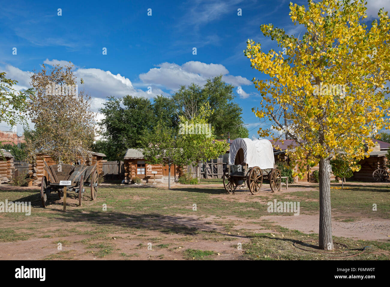 Bluff, Utah - The Bluff Fort Historic Site. Bluff Fort was settled in 1880 by Mormon pioneers. Stock Photo