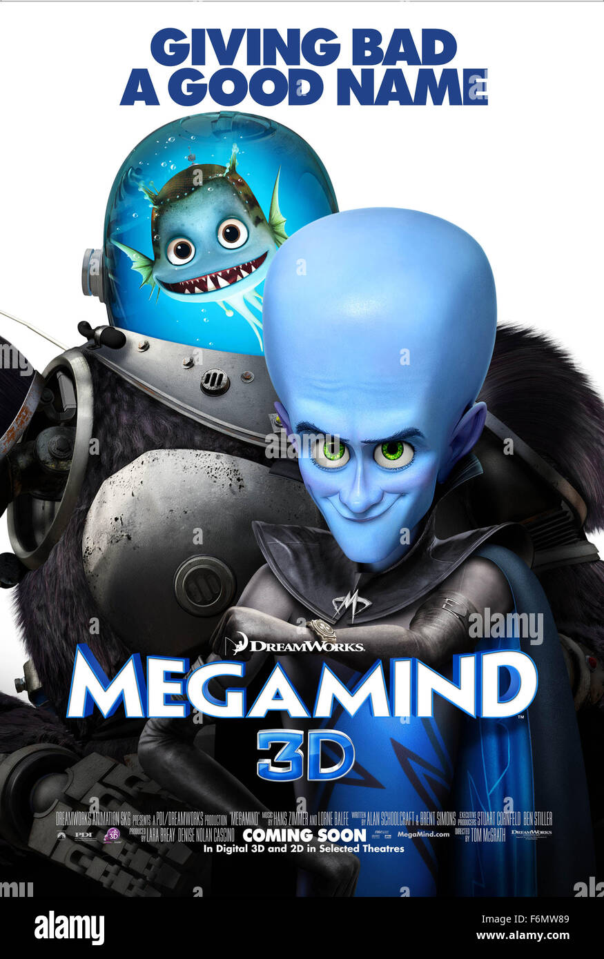 RELEASE DATE: November 5, 2010. MOVIE TITLE: Megamind. STUDIO: DreamWorks Animation. PLOT: The supervillain Megamind finally conquers his nemesis, the hero Metro Man... but finds his life pointless without a hero to fight. PICTURED: . Stock Photo