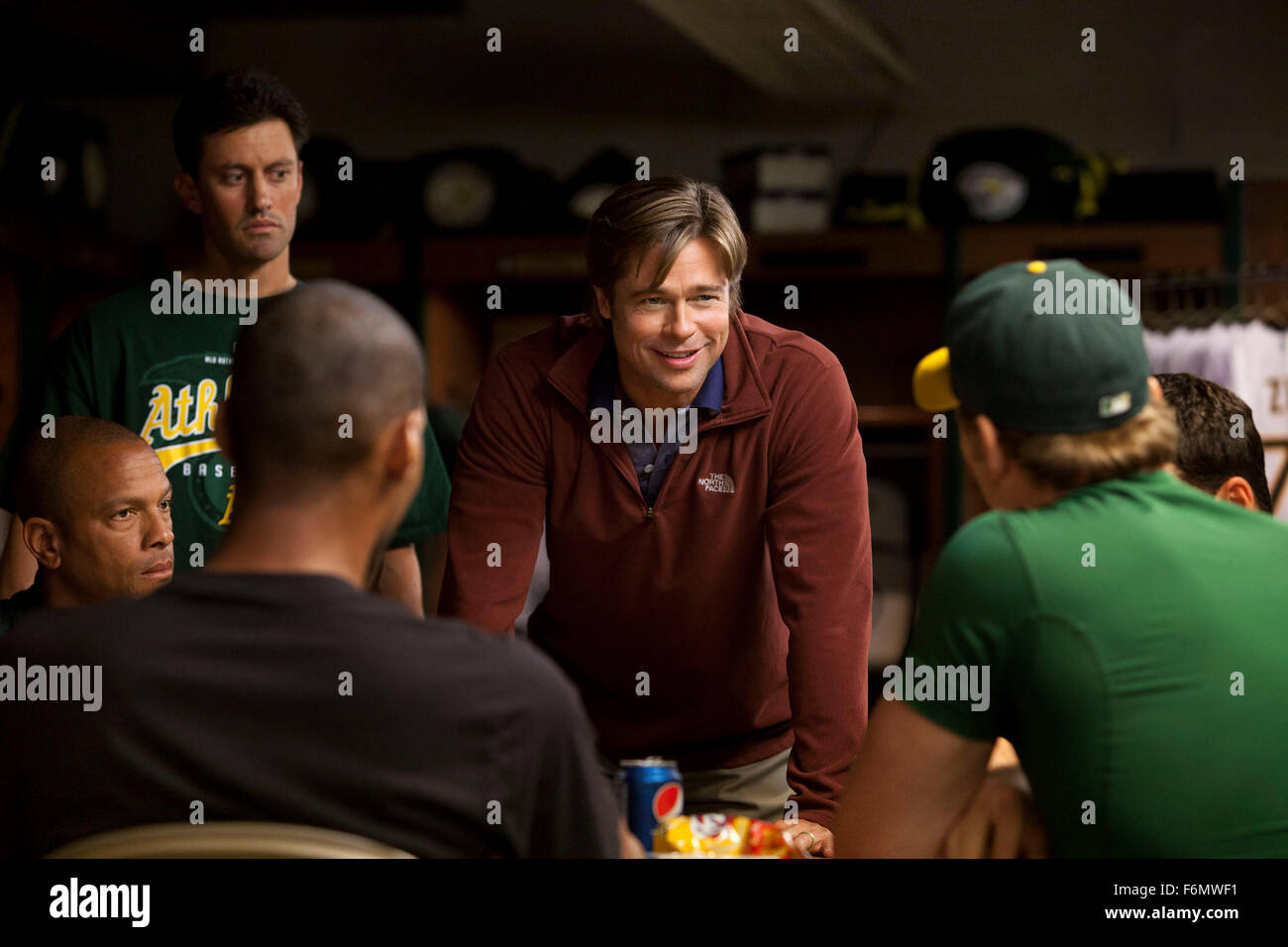 RELEASE DATE: September 23, 2011   TITLE: Moneyball   STUDIO: Columbia Pictures   DIRECTOR: Bennett Miller  PLOT: The story of Oakland A's general manager Billy Beane's successful attempt to put together a baseball club on a budget by employing computer-generated analysis to draft his players   PICTURED: BRAD PITT as Billy Beane   (Credit Image: c Columbia Pictures/Entertainment Pictures) Stock Photo