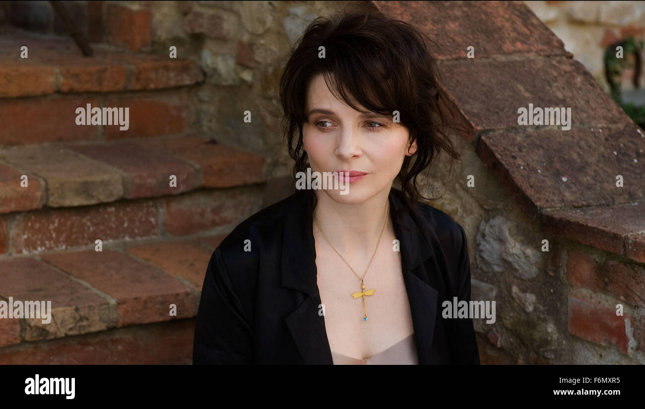 RELEASE DATE: October 1, 2010. MOVIE TITLE: Certified Copy. STUDIO: MK2 Productions. PLOT: In Tuscany to promote his latest book, a middle-aged English writer meets a French woman who leads him to the village of Lucignano. PICTURED: JULIETTE BINOCHE as Elle. Stock Photo