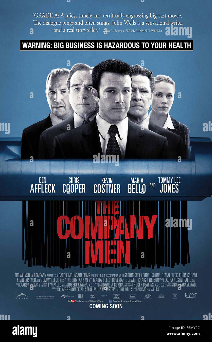 RELEASE DATE: January 22, 2011 MOVIE TITLE: The Company Men STUDIO: Company  Men Productions DIRECTOR: John Wells PLOT: The story centers on a year in  the life of three men trying to