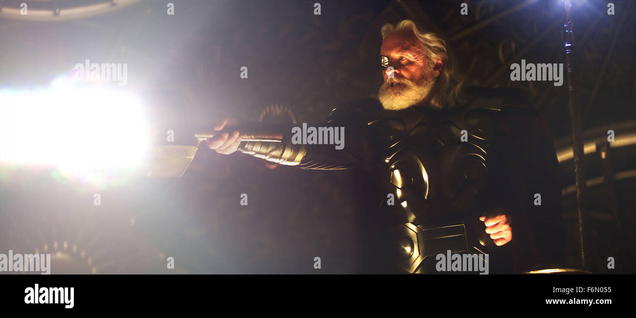 RELEASE DATE: May 6, 2011  MOVIE TITLE: Thor  STUDIO: Marvel Studios  DIRECTOR: Kenneth Branagh  PLOT: The powerful but arrogant warrior Thor is cast out of the fantastic realm of Asgard and sent to live amongst humans on Earth, where he soon becomes one of their finest defenders  PICTURED: ANTHONY HOPKINS as Odin  (Credit Image: c Marvel Studios/Entertainment Pictures) Stock Photo