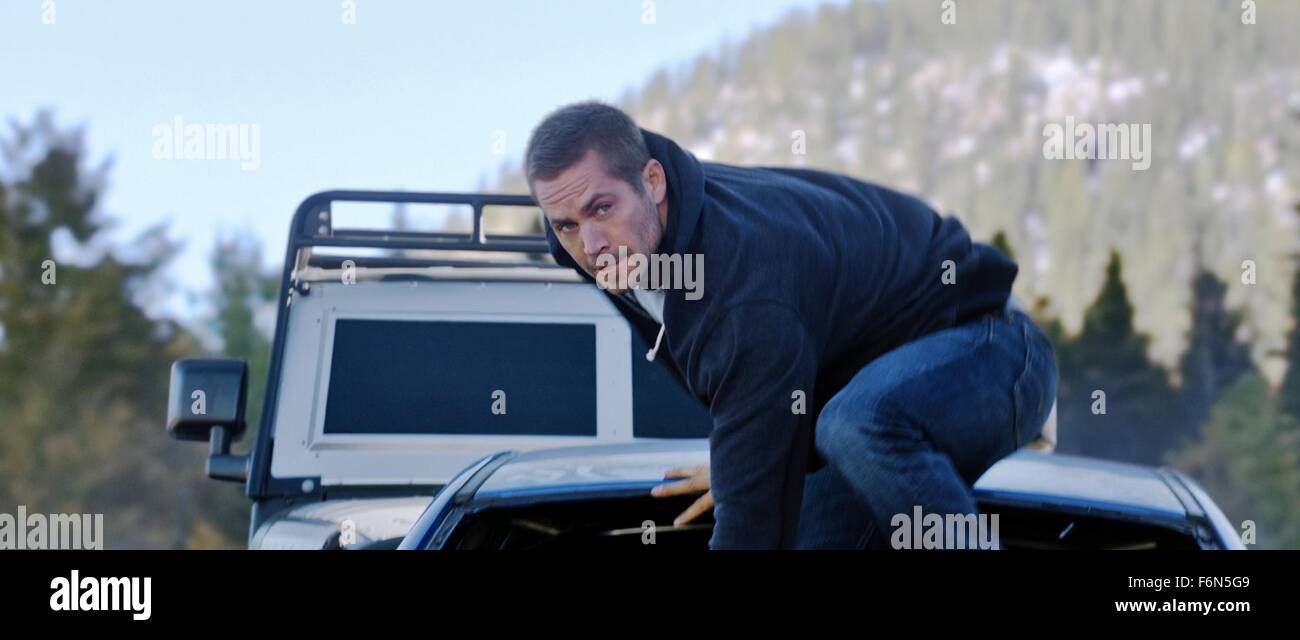 RELEASE DATE: April 3, 2015 TITLE: Furious 7 STUDIO: Universal Picures DIRECTOR: James Wan PLOT: Deckard Shaw seeks revenge against Dominic Toretto and his family for the death of his brother PICTURED: PAUL WALKER as Brian O'Conner (Credit: c Universal Picures/Entertainment Pictures) Stock Photo