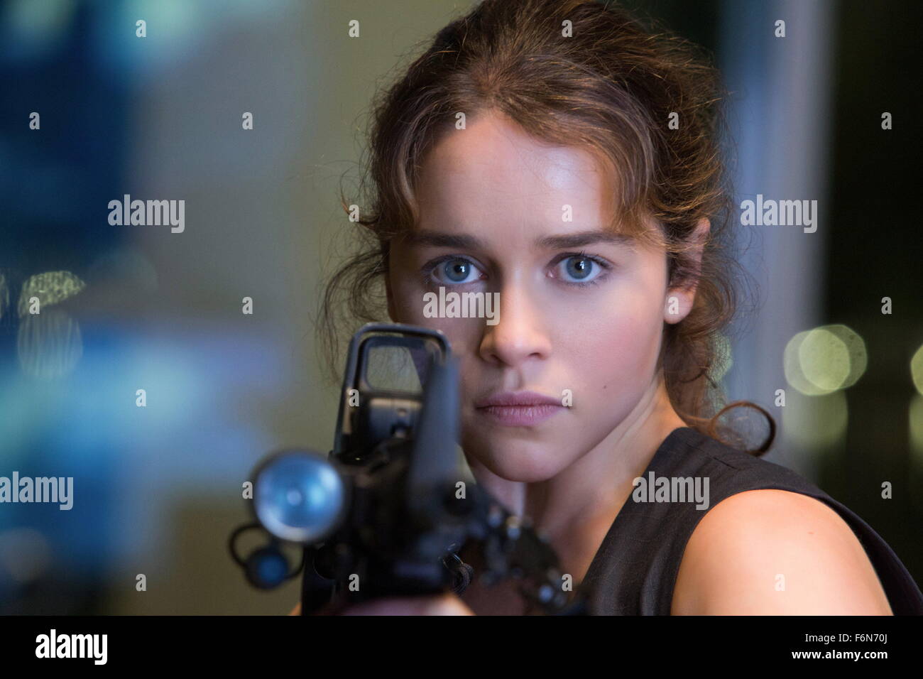 RELEASE DATE: July 1, 2015 TITLE: Terminator Genisys STUDIO: Paramount Pictures DIRECTOR: Alan Taylor PLOT: After finding himself in a new time-line, Kyle Reese teams up with John Connor's mother Sarah and an aging terminator to try and stop the one thing that the future fears, 'Judgement Day' PICTURED: EMILIA CLARKE as Sarah Connor (Credit Image: c Paramount Pictures/Entertainment Pictures) Stock Photo